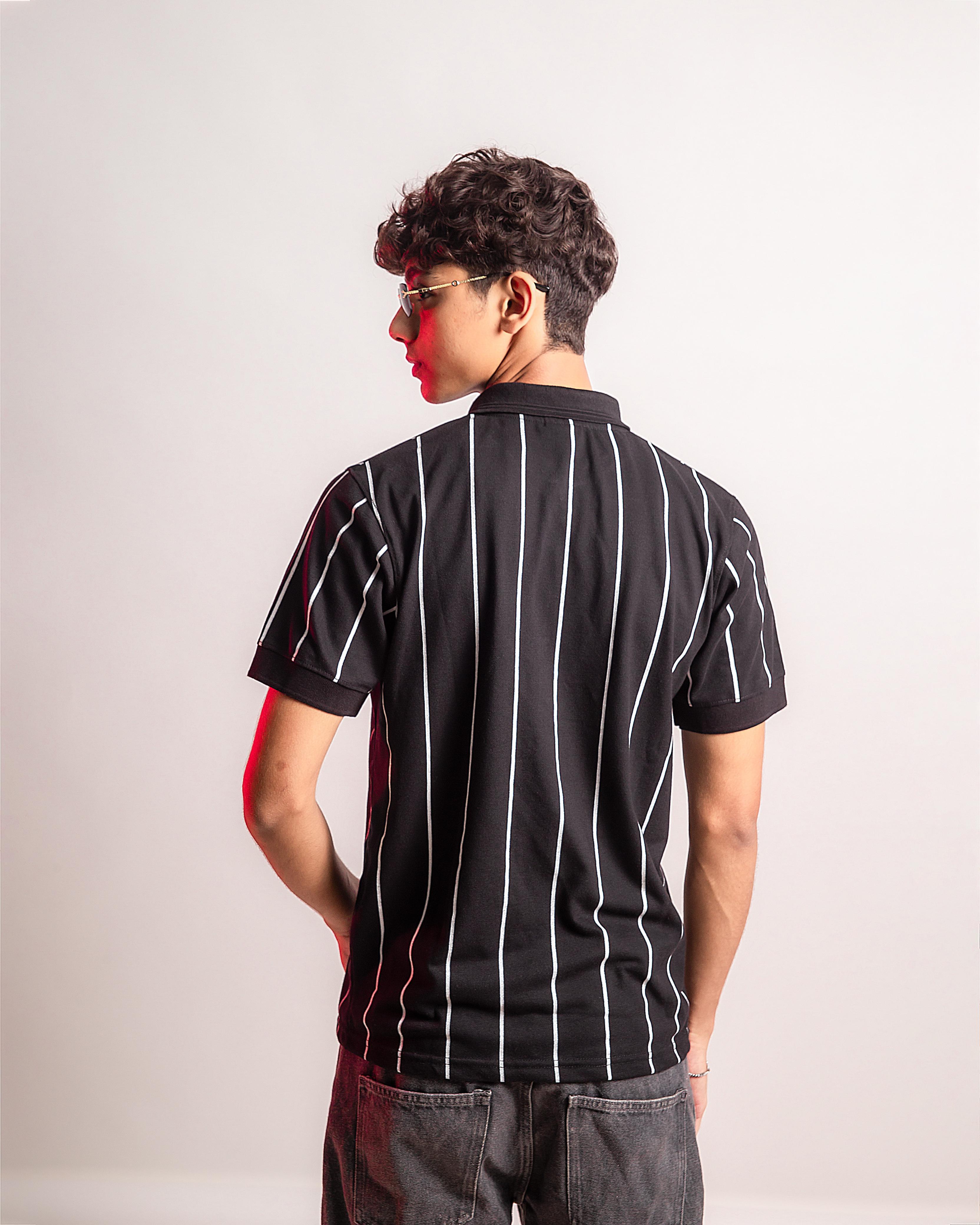 Stripped Polo | Black